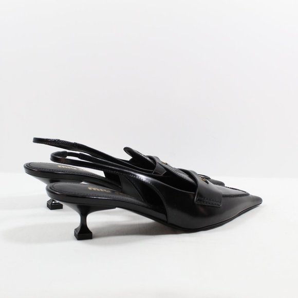 Miu Miu Kitten Heel Slingback Pump - Black 38EU - Picture 2 of 5